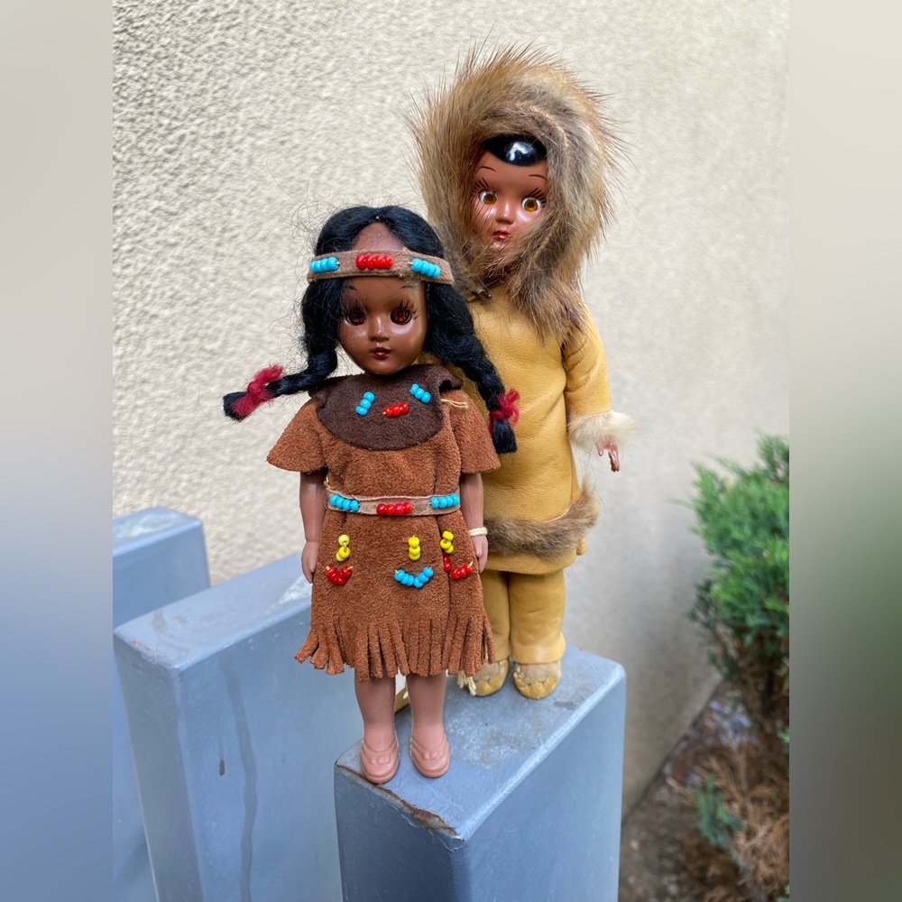 Vintage Style Brown Native Outfit Doll with Beaded Trim